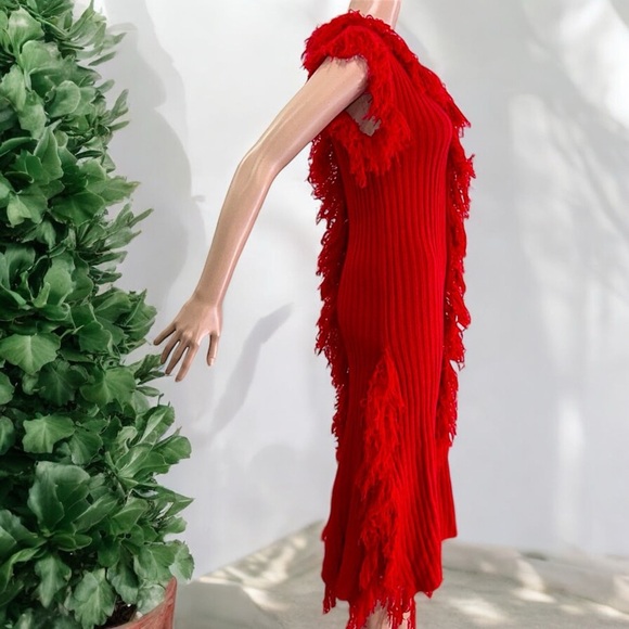 NEW Double Take Red Knit Sleeveless Fringe Sweater Dress - Picture 12 of 17